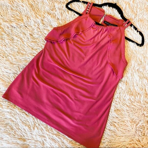 WHBM Sleeveless Ruffle Beaded Blouse in Pink XS - Picture 2 of 9